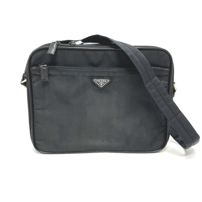 PRADA Business bag V147S Nylon black triangle plate