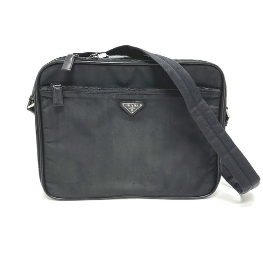PRADA Business bag V147S Nylon black triangle plate