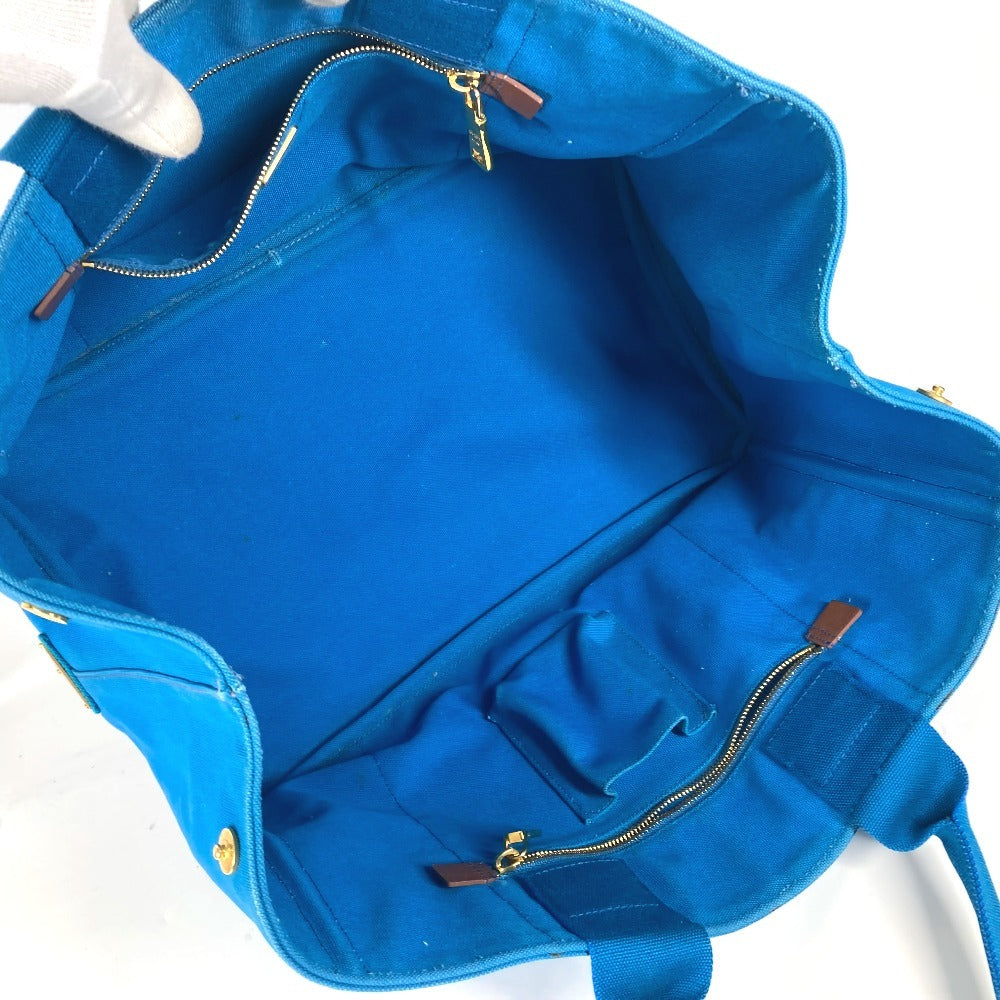 PRADA Tote Bag canvas blue Canapa logo Women Used Authentic
