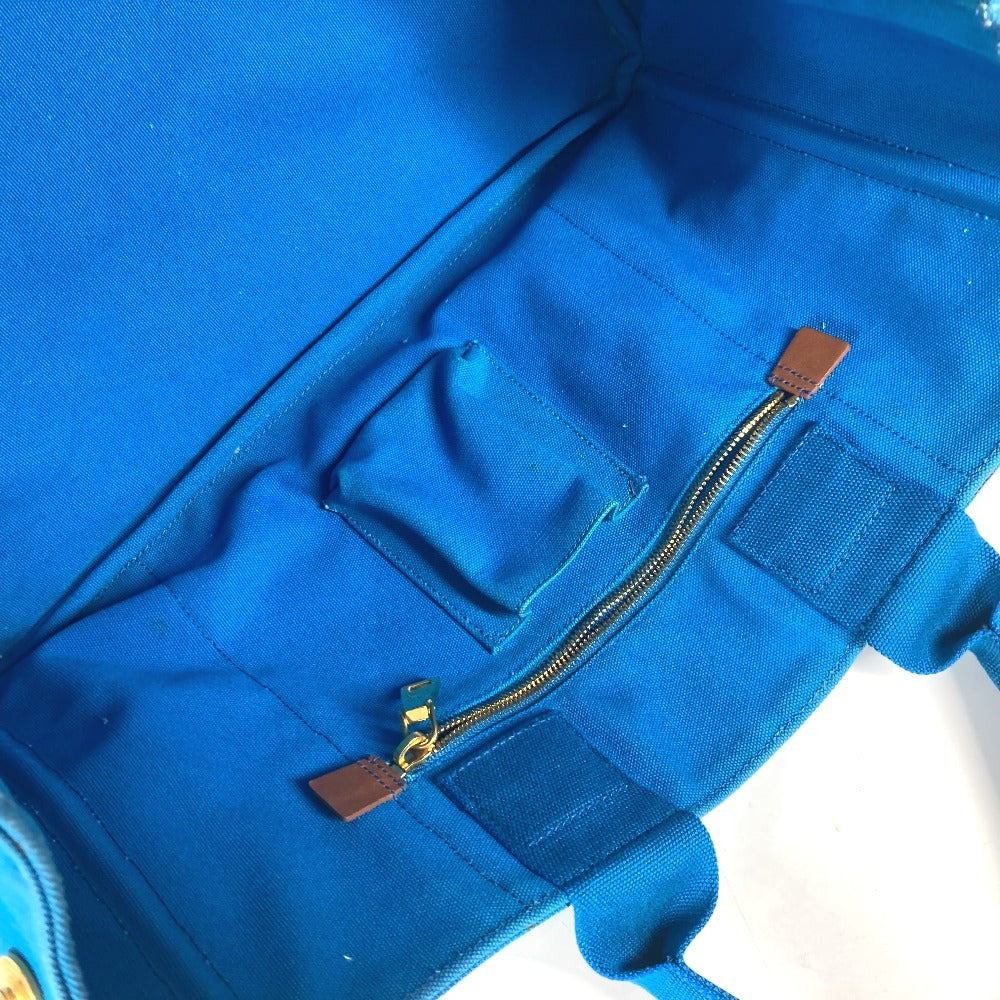 PRADA Tote Bag canvas blue Canapa logo Women Used Authentic
