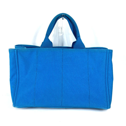 PRADA Tote Bag canvas blue Canapa logo Women Used Authentic