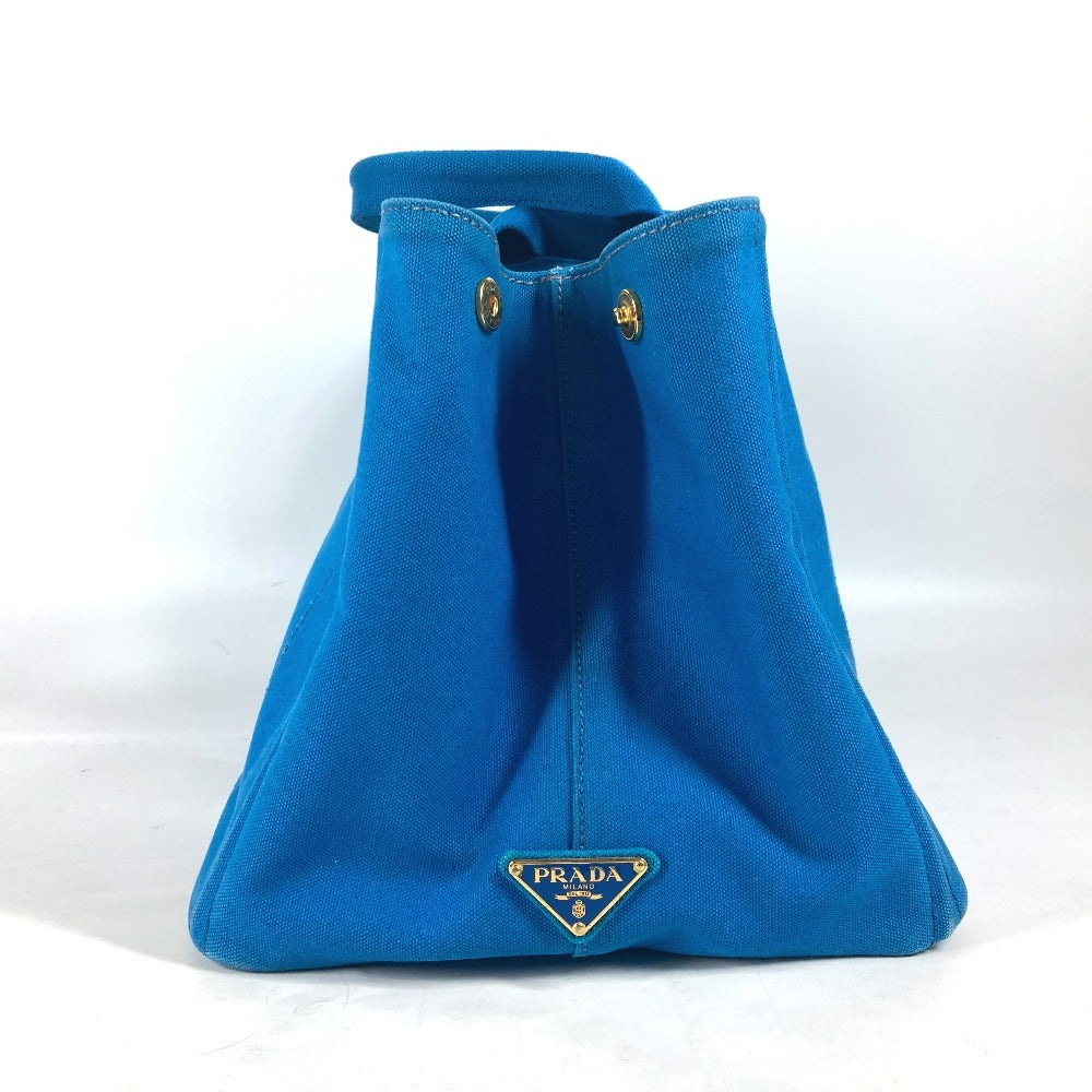 PRADA Tote Bag canvas blue Canapa logo Women Used Authentic