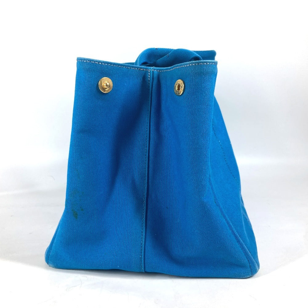 PRADA Tote Bag canvas blue Canapa logo Women Used Authentic