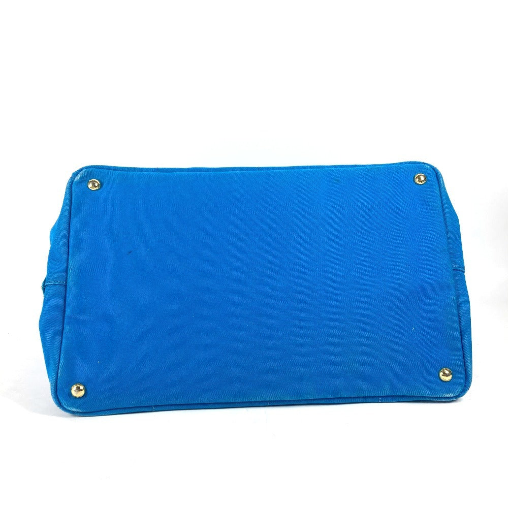 PRADA Tote Bag canvas blue Canapa logo Women Used Authentic