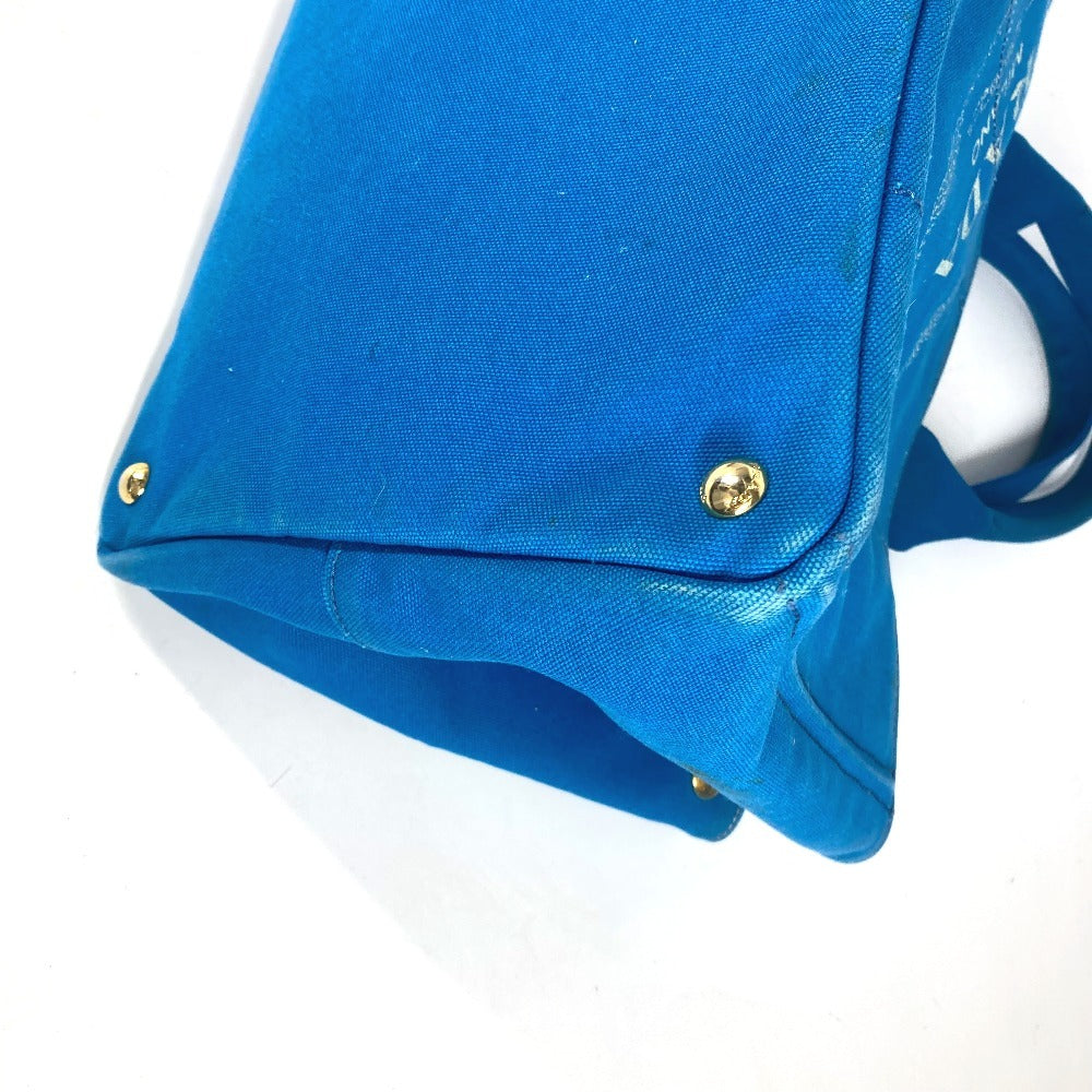 PRADA Tote Bag canvas blue Canapa logo Women Used Authentic
