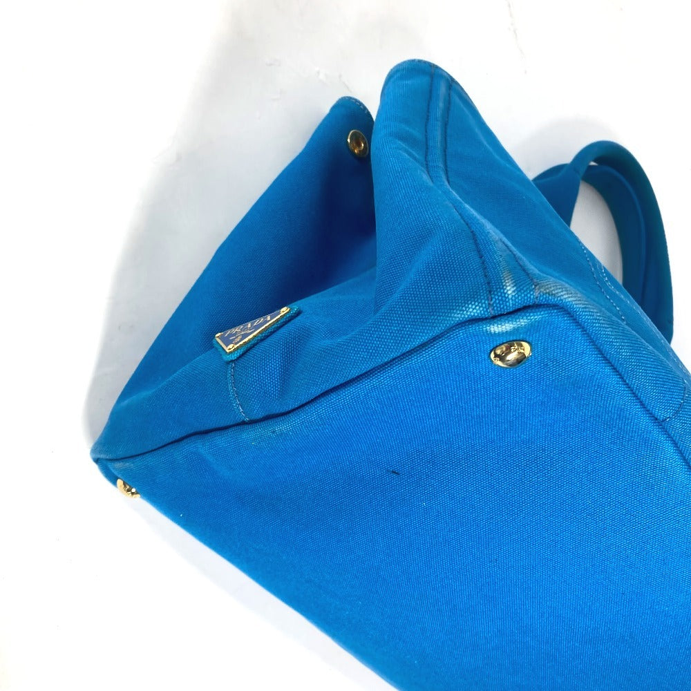 PRADA Tote Bag canvas blue Canapa logo Women Used Authentic