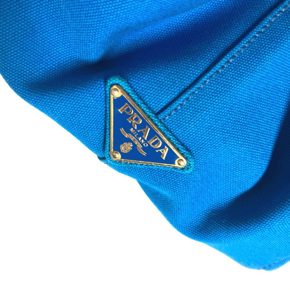 PRADA Tote Bag canvas blue Canapa logo Women Used Authentic