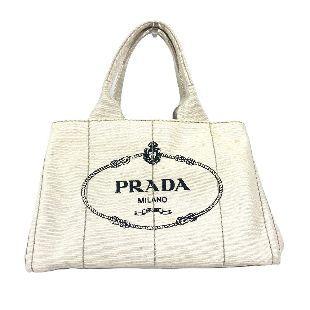 PRADA Tote Bag BN1877 canvas White type Canapa Women Used Authentic