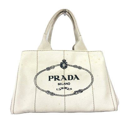 PRADA Tote Bag BN1877 canvas White type Canapa Women Used Authentic