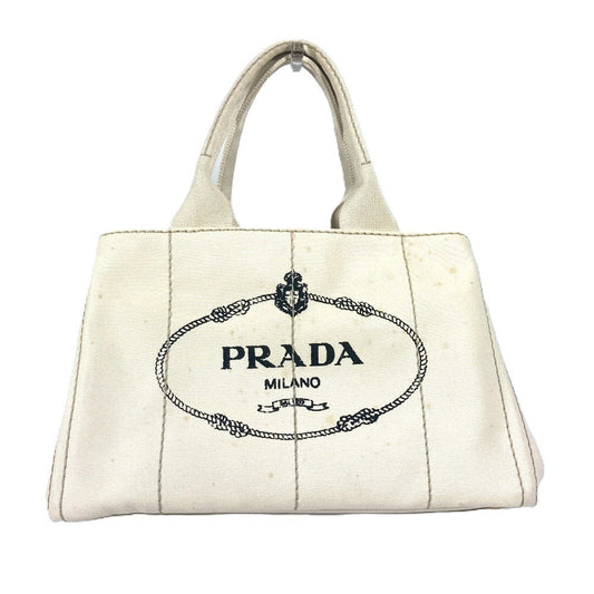 PRADA Tote Bag BN1877 canvas White type Canapa Women Used Authentic