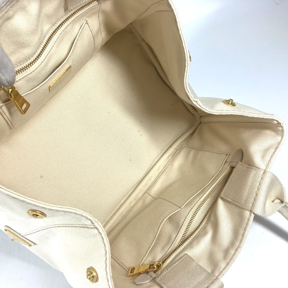 PRADA Tote Bag BN1877 canvas White type Canapa Women Used Authentic