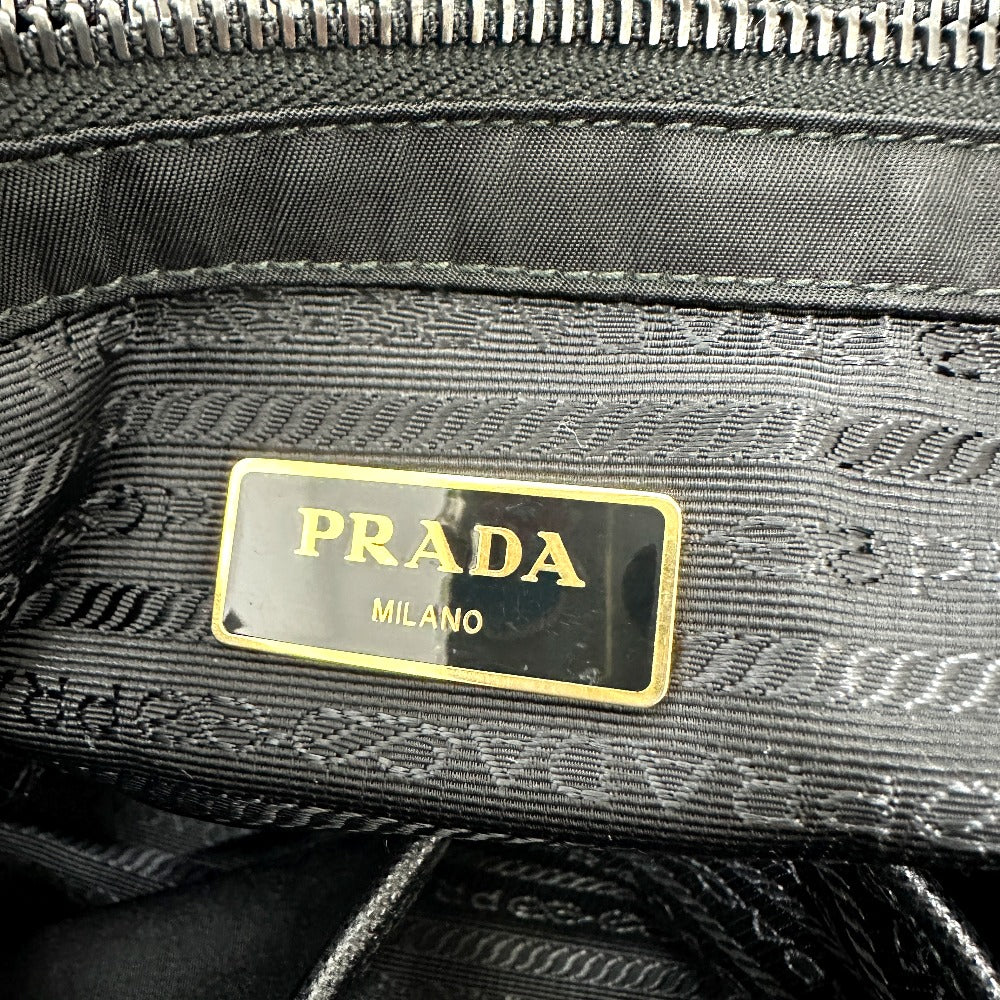 PRADA Tote Bag 1BG065 Nylon, Velour black Kaye trompe l'oeil Women Used Authentic