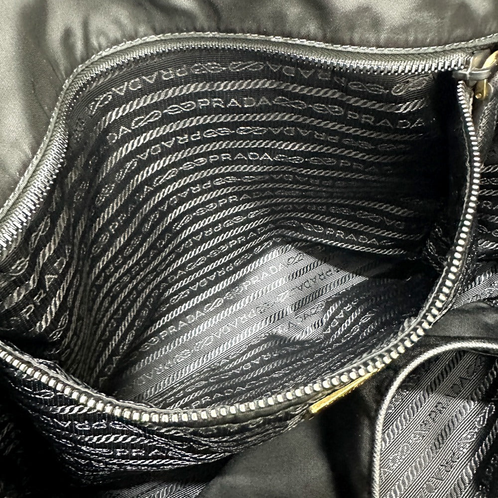 PRADA Tote Bag 1BG065 Nylon, Velour black Kaye trompe l'oeil Women Used Authentic