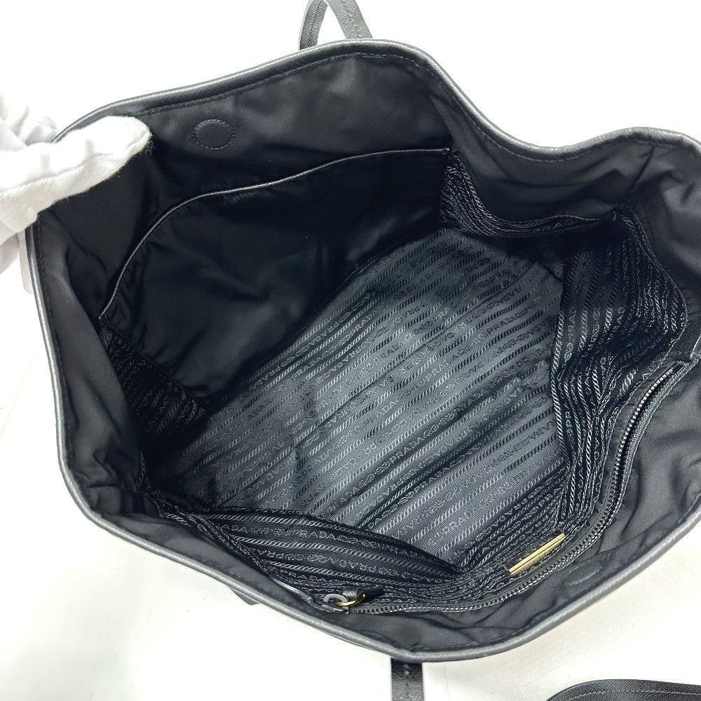 PRADA Tote Bag 1BG065 Nylon, Velour black Kaye trompe l'oeil Women Used Authentic