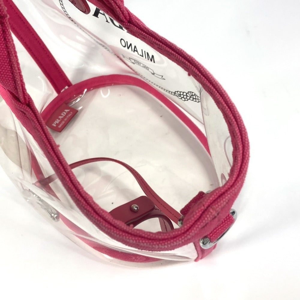 PRADA Tote Bag Plastics pink beach bag with pouch logo Canapa