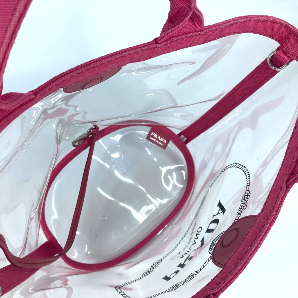 PRADA Tote Bag Plastics pink beach bag with pouch logo Canapa