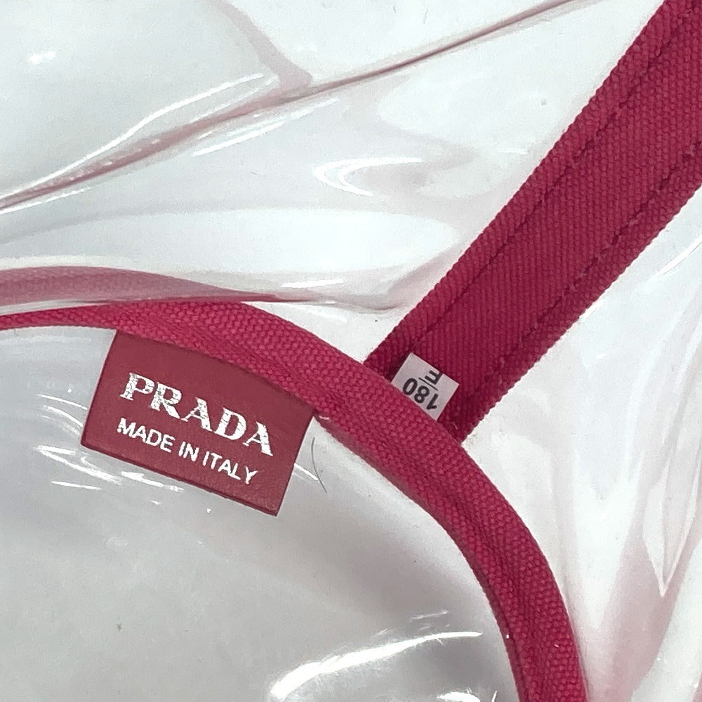 PRADA Tote Bag Plastics pink beach bag with pouch logo Canapa