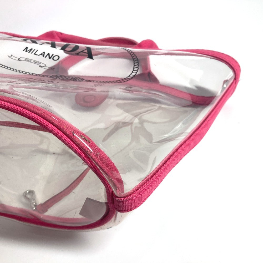 PRADA Tote Bag Plastics pink beach bag with pouch logo Canapa