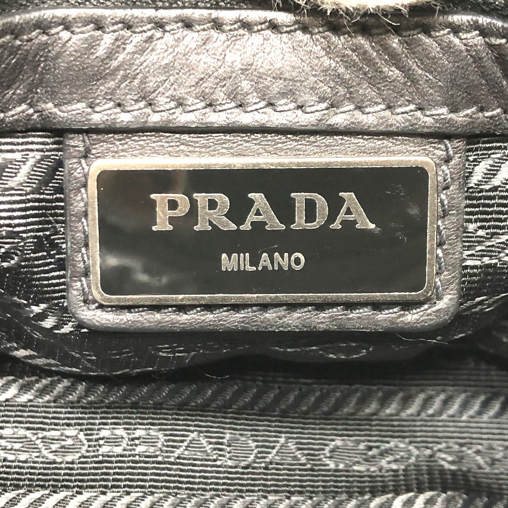 PRADA Shoulder Bag 2VH022 leather black Messenger mens Used Authentic