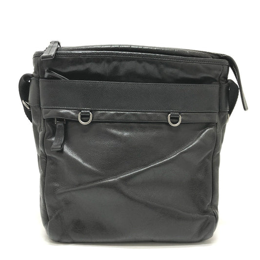 PRADA Shoulder Bag 2VH022 leather black Messenger mens Used Authentic