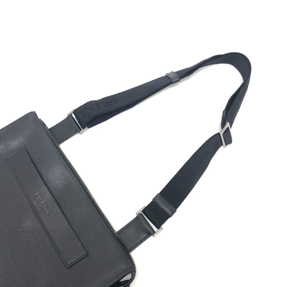 PRADA Shoulder Bag 2VH013 leather black Triangular plate mens Used Authentic