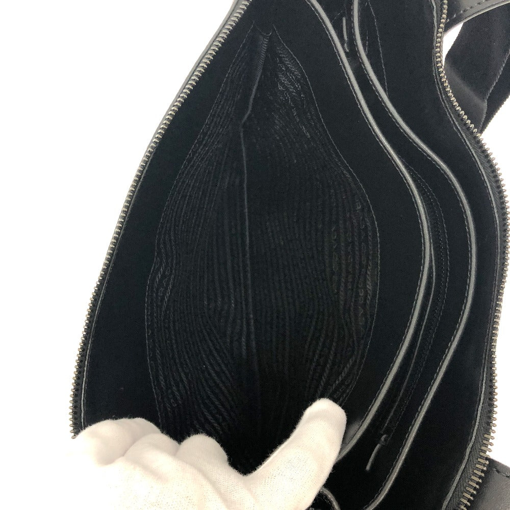 PRADA Shoulder Bag 2VH013 leather black Triangular plate mens Used Authentic