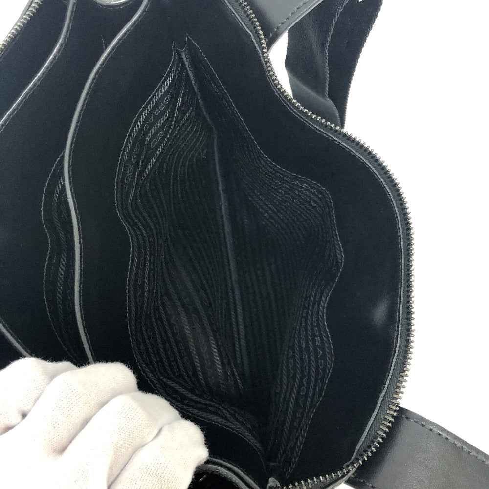 PRADA Shoulder Bag 2VH013 leather black Triangular plate mens Used Authentic