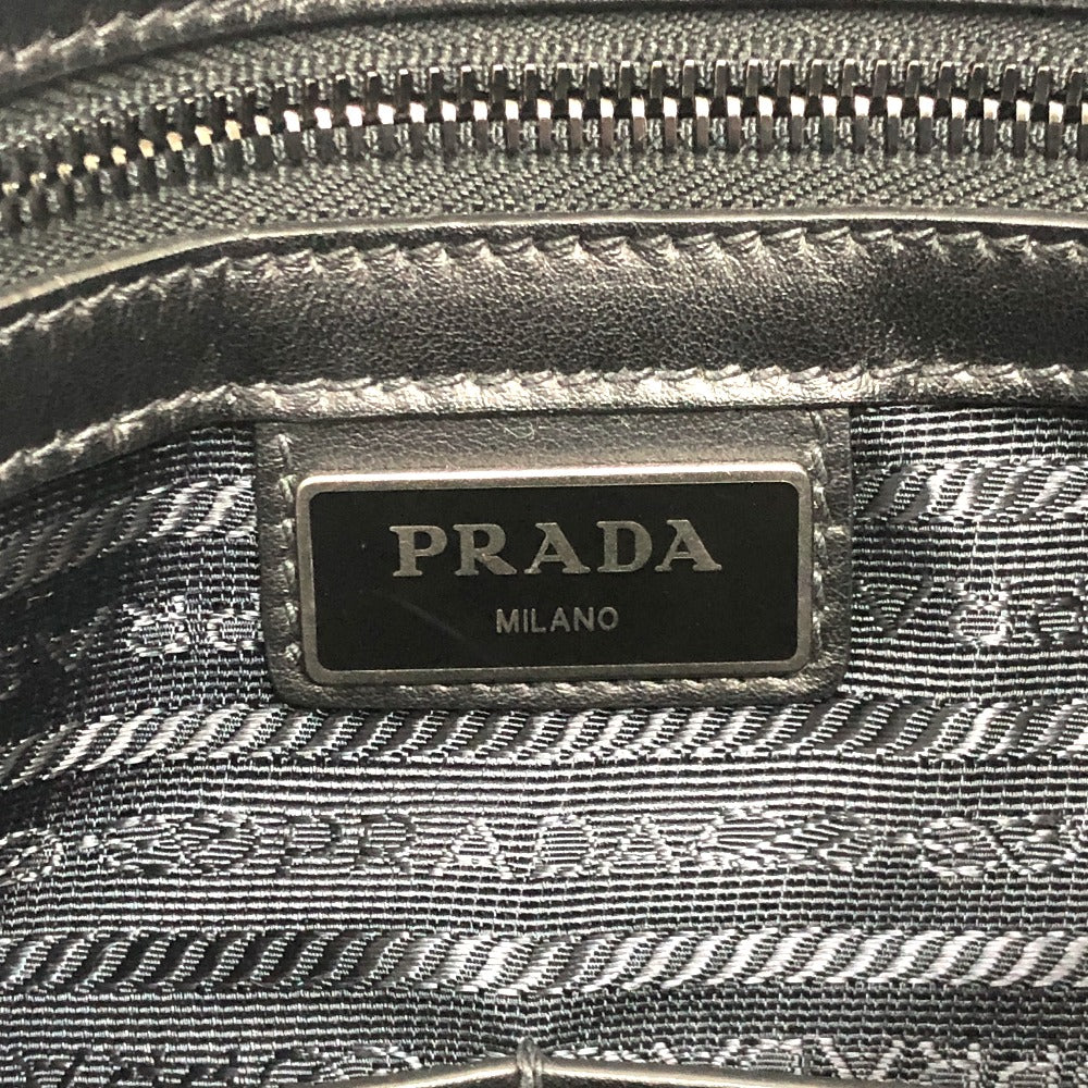 PRADA Shoulder Bag 2VH013 leather black Triangular plate mens Used Authentic