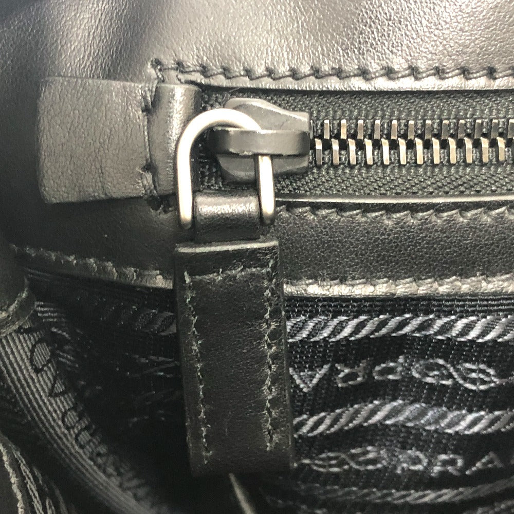 PRADA Shoulder Bag 2VH013 leather black Triangular plate mens Used Authentic