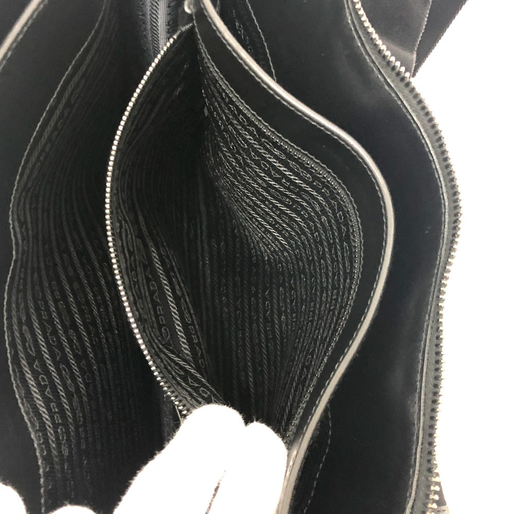 PRADA Shoulder Bag 2VH013 leather black Triangular plate mens Used Authentic