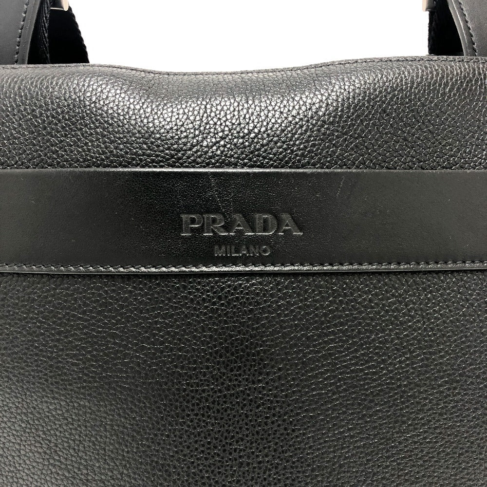 PRADA Shoulder Bag 2VH013 leather black Triangular plate mens Used Authentic