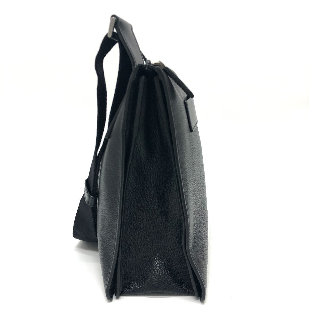 PRADA Shoulder Bag 2VH013 leather black Triangular plate mens Used Authentic