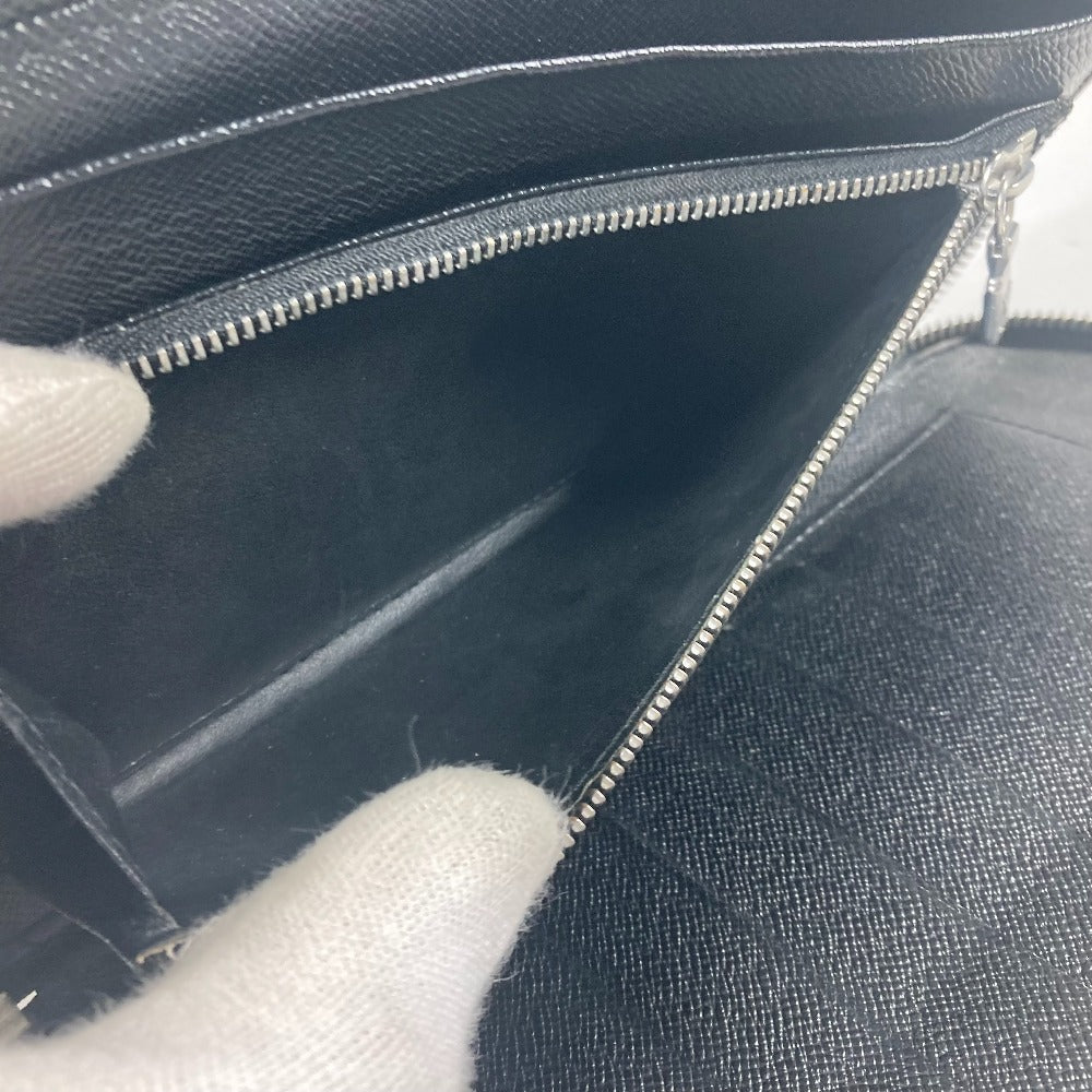 LOUIS VUITTON Long Wallet Purse M30652 Taiga Leather black Taiga Organizer Atoll mens Used Authentic