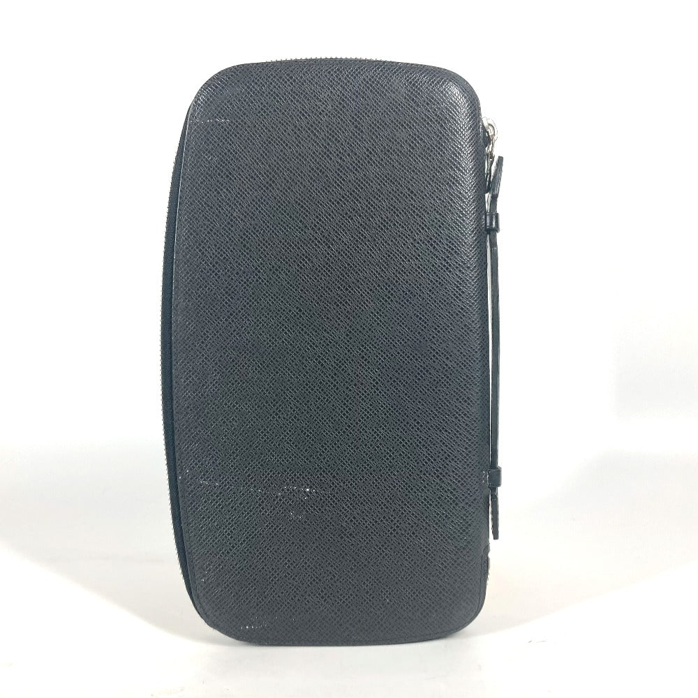 LOUIS VUITTON Long Wallet Purse M30652 Taiga Leather black Taiga Organizer Atoll mens Used Authentic