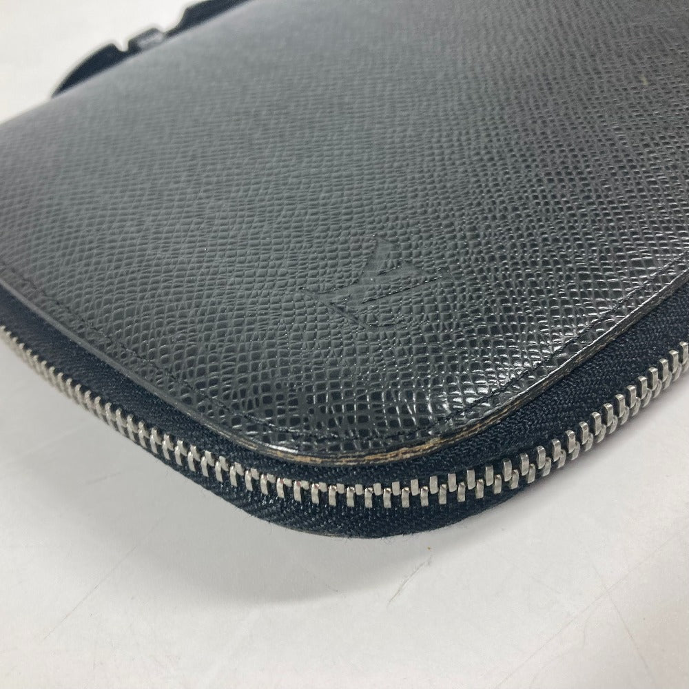 LOUIS VUITTON Long Wallet Purse M30652 Taiga Leather black Taiga Organizer Atoll mens Used Authentic