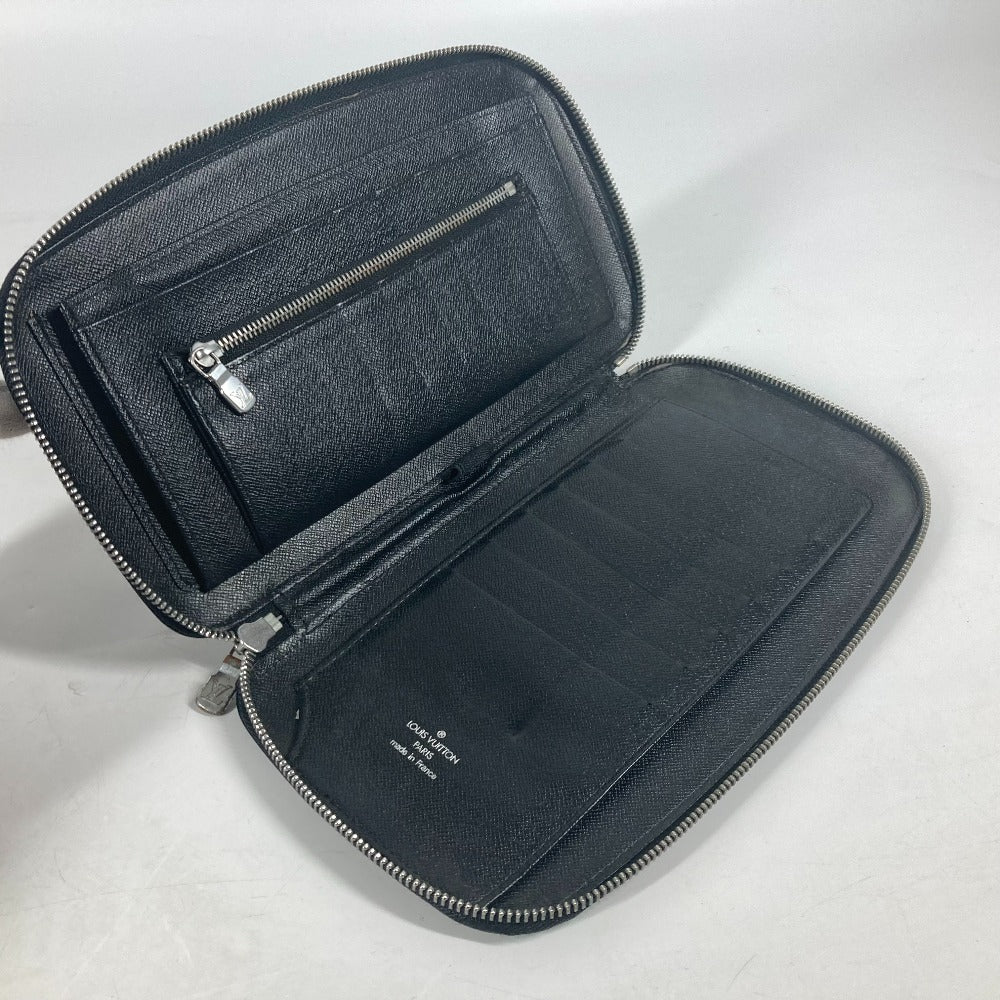 LOUIS VUITTON Long Wallet Purse M30652 Taiga Leather black Taiga Organizer Atoll mens Used Authentic