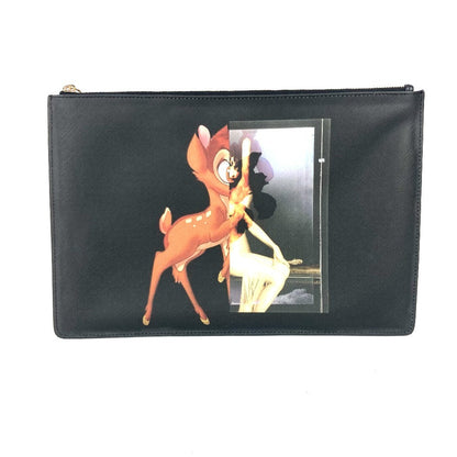 GIVENCHY Clutch bag PVC black Disney collaboration DISNEY Bambi unisex(Unisex) Used Authentic