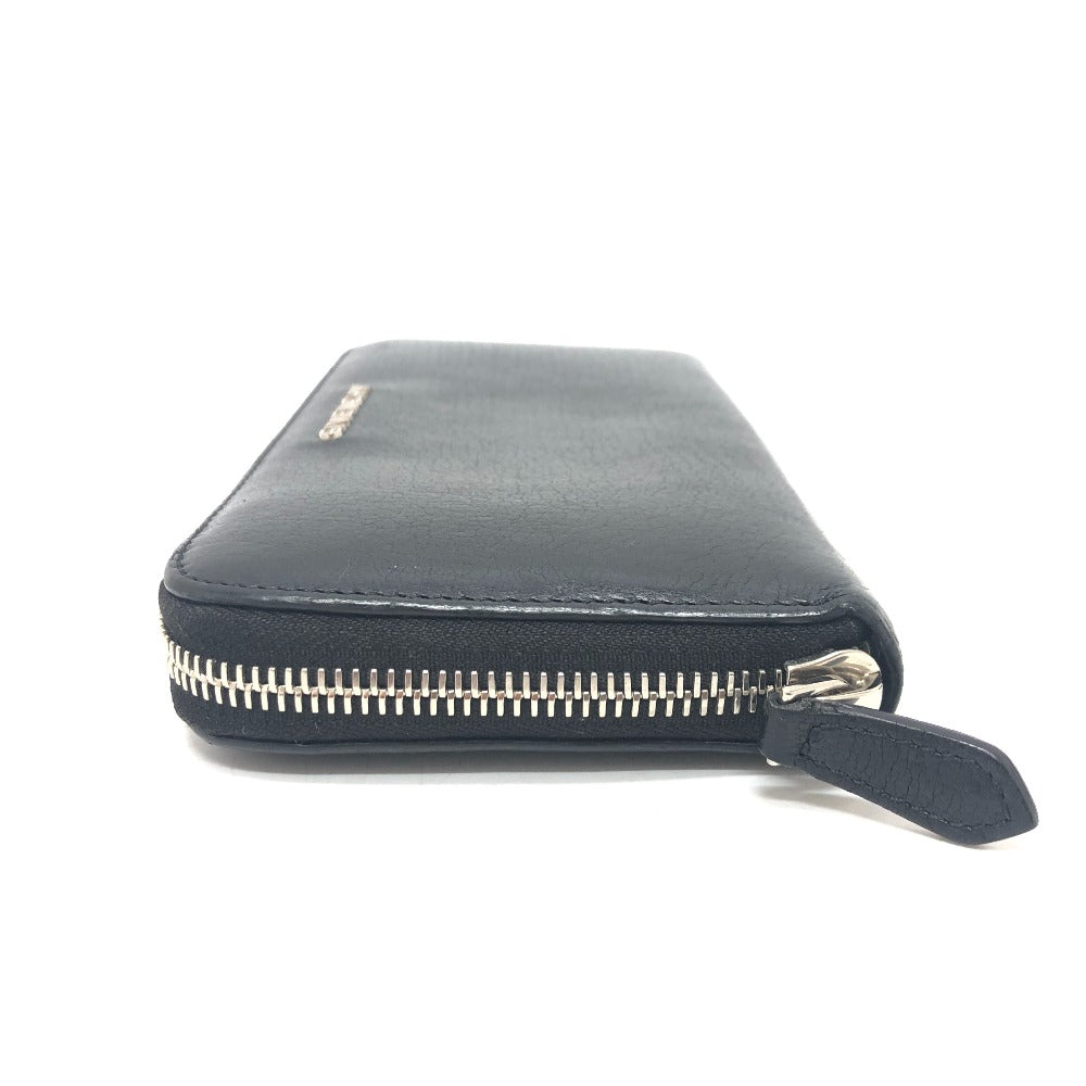GIVENCHY Long Wallet Purse leather black Front logo mens Used Authentic