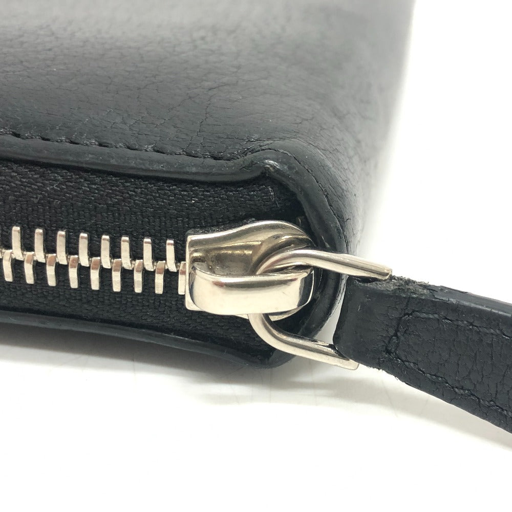 GIVENCHY Long Wallet Purse leather black Front logo mens Used Authentic