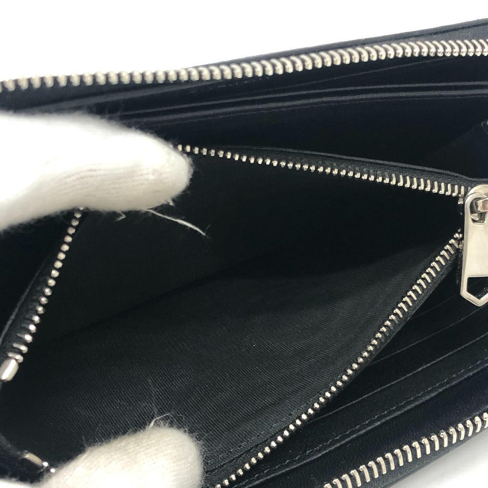 GIVENCHY Long Wallet Purse leather black Front logo mens Used Authentic