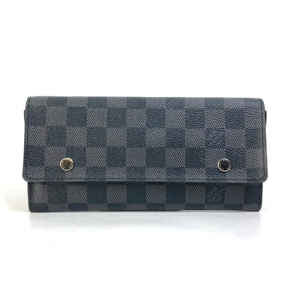 LOUIS VUITTON Long Wallet Purse N63084 Damier Grafitto Canvas black Damier Grafitte Portefeuille Ron Modular mens Used Authentic