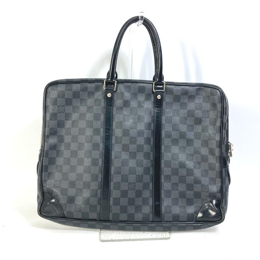 LOUIS VUITTON Business bag N41125 Damier Grafitto Canvas black Damier Grafitte Porto documan Voyage PDV mens Used Authentic