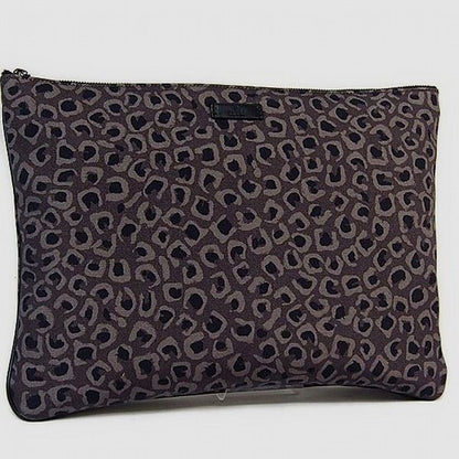 GUCCI Clutch bag Canvas, leather gray business bag Leopard print Women(Unisex) Used Authentic