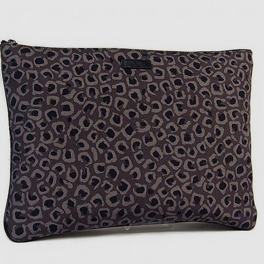 GUCCI Clutch bag Canvas, leather gray business bag Leopard print Women(Unisex) Used Authentic