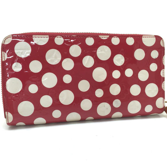 LOUIS VUITTON Long Wallet Purse M91572 Patent leather Rouge Vernis Dot Infinity Zippy wallet Women Used Authentic