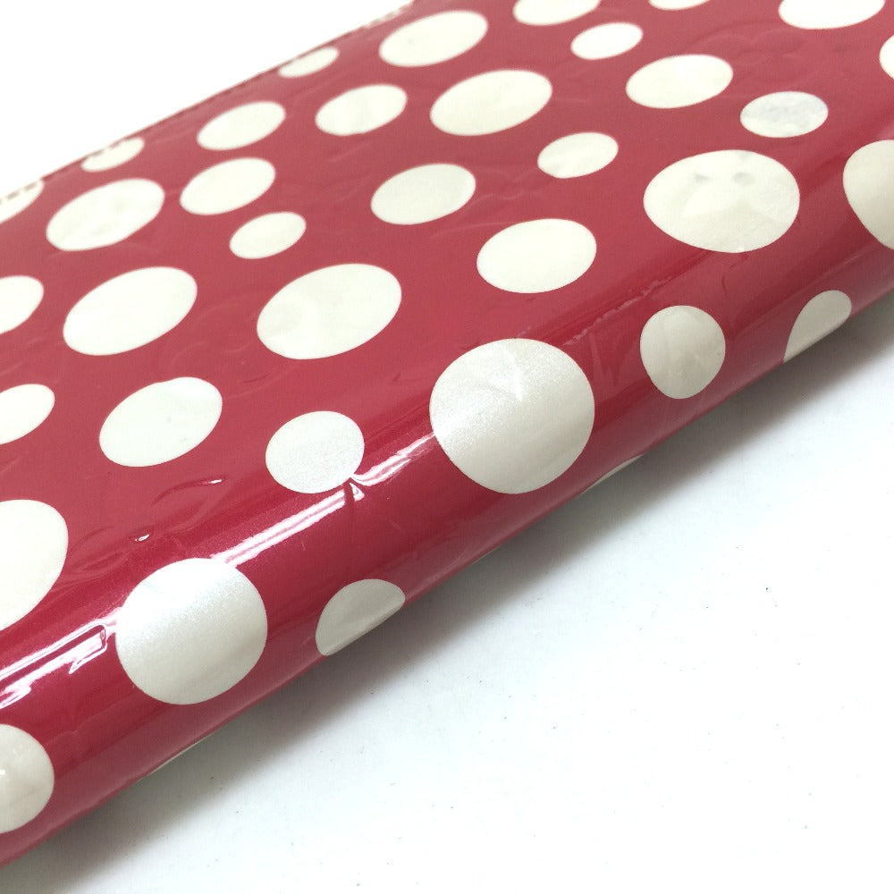 LOUIS VUITTON Long Wallet Purse M91572 Patent leather Rouge Vernis Dot Infinity Zippy wallet Women Used Authentic