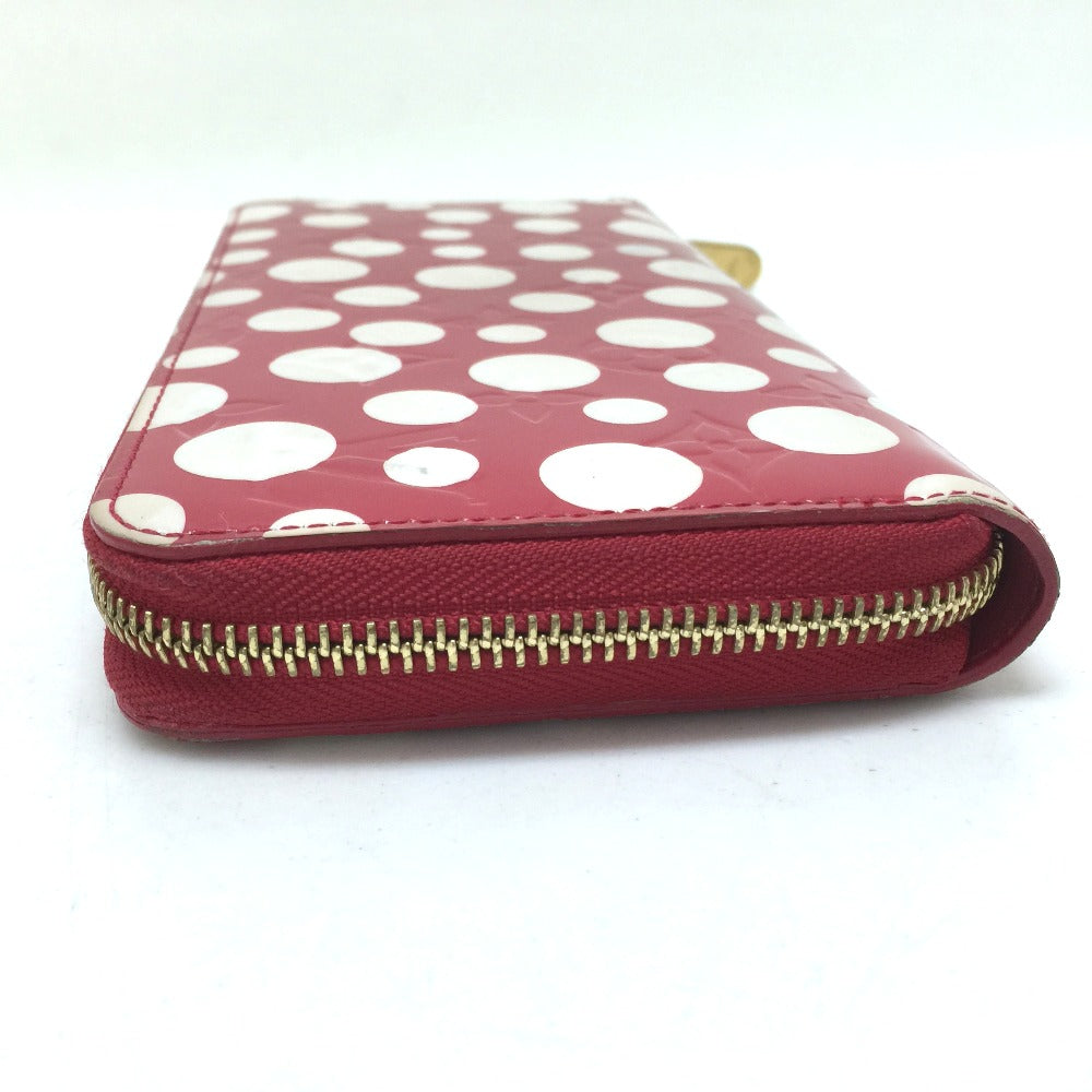 LOUIS VUITTON Long Wallet Purse M91572 Patent leather Rouge Vernis Dot Infinity Zippy wallet Women Used Authentic