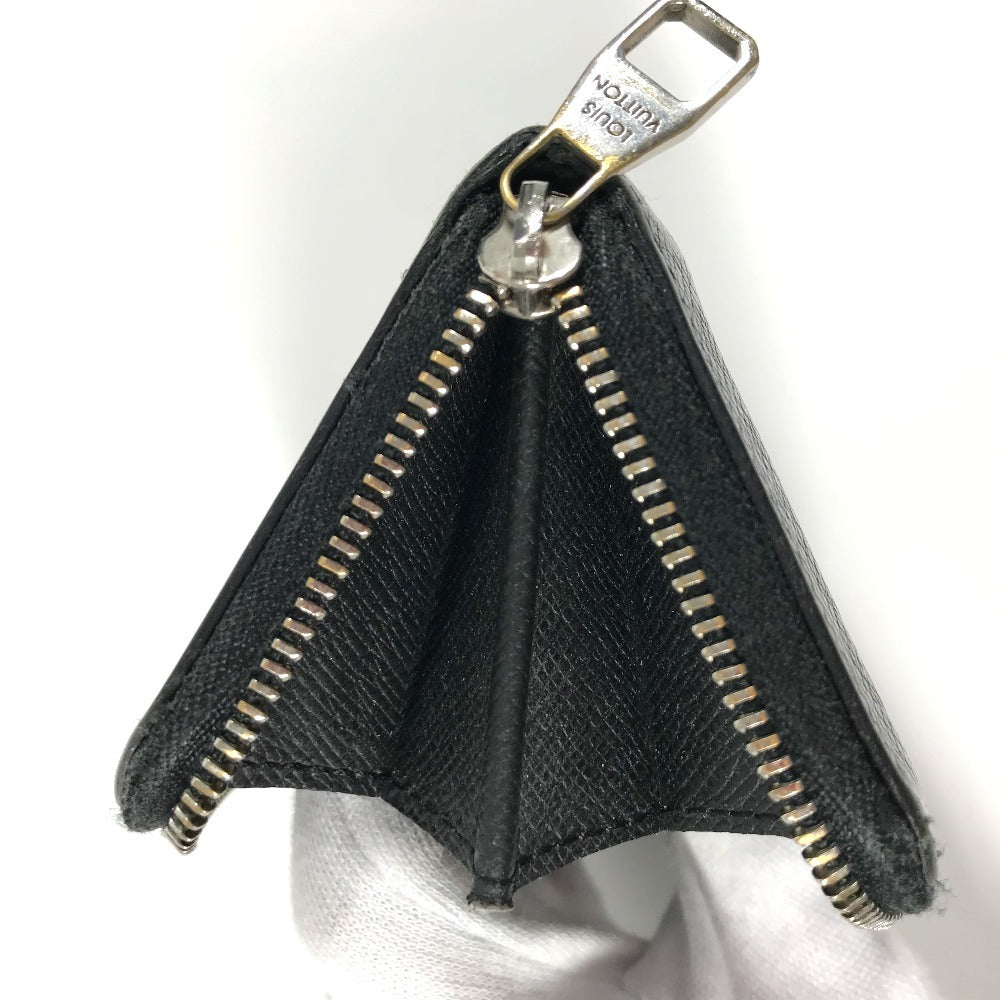 LOUIS VUITTON Coin case M32832 Taiga Leather black Taiga Zip around purse mens Used Authentic