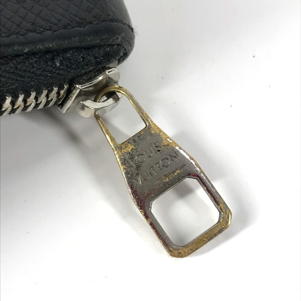 LOUIS VUITTON Coin case M32832 Taiga Leather black Taiga Zip around purse mens Used Authentic
