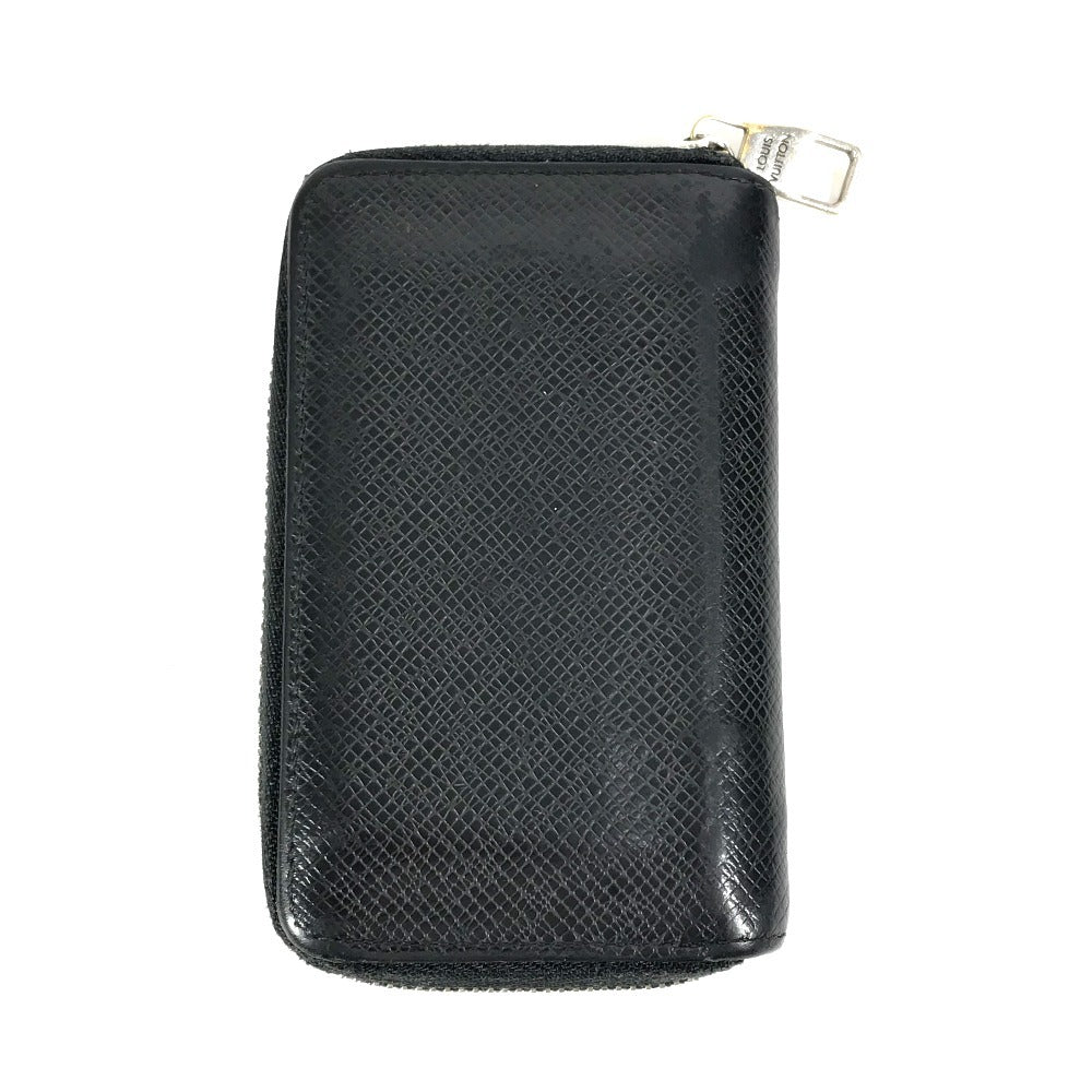 LOUIS VUITTON Coin case M32832 Taiga Leather black Taiga Zip around purse mens Used Authentic